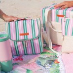 Picnic Lunch Bag | Pink + Green Stripe